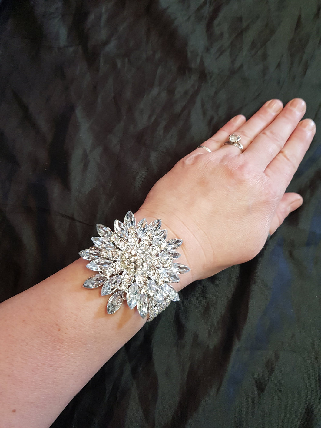 Wrist corsage ,Crystal rhinestone Wedding Cuff, bridesmaid Bracelet by Crystal wedding uk