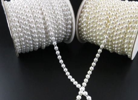 1 meter Pearl chain ribbon banding string cake ribbon  trim &  for crafts by Crystal wedding uk