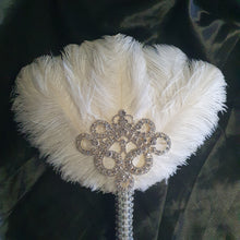 Load image into Gallery viewer, Bridesmaids Feather wand Fan, brooch bouquet,  Alternative  Bouquet by Crystal wedding uk
