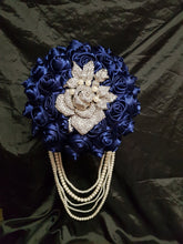 Load image into Gallery viewer, Diamante crystal ROSE Rhinestone drape bridal bouquet  - Fully personalised in many colours
