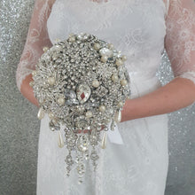 Load image into Gallery viewer, Crystal cascade brooch bouquet, jewel bouquet, alternative Great Gatsby style wedding flowers. by Crystal wedding uk

