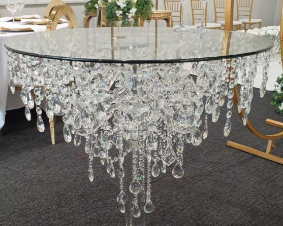 Crystal cake table. cake stand, chandelier Table  Pedestal cake table.