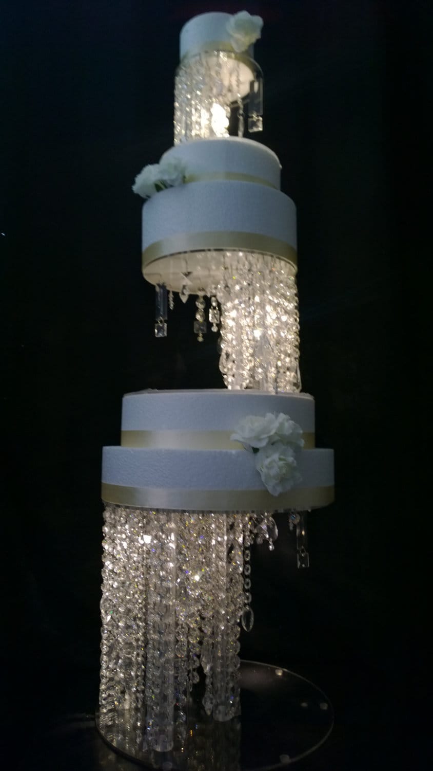 Crystal cake stand Illusion  floating  chandelier wedding cake stand and separator + Lights, in  sizes 8