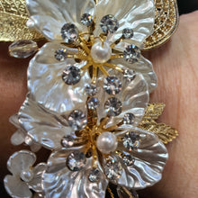 Load image into Gallery viewer, Wedding Bracelet Jewellery, resin flower Crystal Vintage cuff, Wedding Bride corsage,bridesmaid Bracelet by Crystal wedding uk
