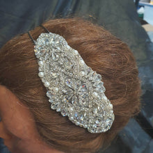 Load image into Gallery viewer, Crystal and Pearl tiara , side hair piece by Crystal wedding uk
