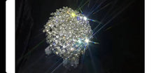 Load image into Gallery viewer, Diamante crystal wire bouquet, beaded bouquet, Wedding bridal flowers, silver crystal.
