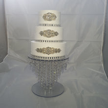 Load image into Gallery viewer, Chandelier cake stand [ crystal cake stand [ wedding cake stand + LED lights by Crystal wedding uk
