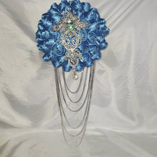 Load image into Gallery viewer, Diamante crystal Rhinestone drape bridal bouquet  - Fully personalised in many colours with silver crystal brooches. by Crystal wedding uk
