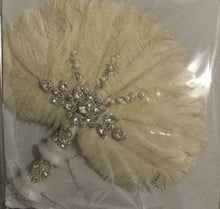 Load image into Gallery viewer, Feather Fan wedding bouquet,  Ostrich feather bouquet by Crystal wedding uk
