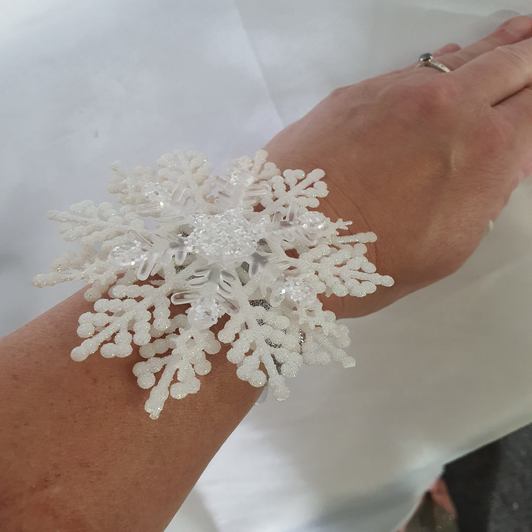 Snowflake wrist corsage for a Winter wedding Wrist Corsage - Winter Wedding  Corsage -Perfect for a Christmas Wedding or Winter Formal event