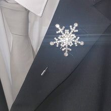 Load image into Gallery viewer, Crystal Snowflake Boutonniere - rhinestone  Boutonniere for a Winter  Wedding - Christmas Wedding corsage by Crystal wedding uk
