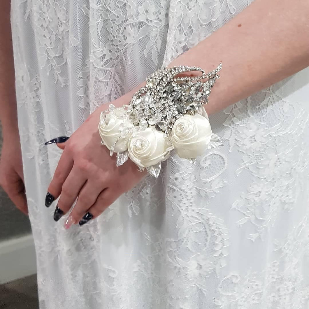 Wedding wrist corsage by Crystal wedding uk
