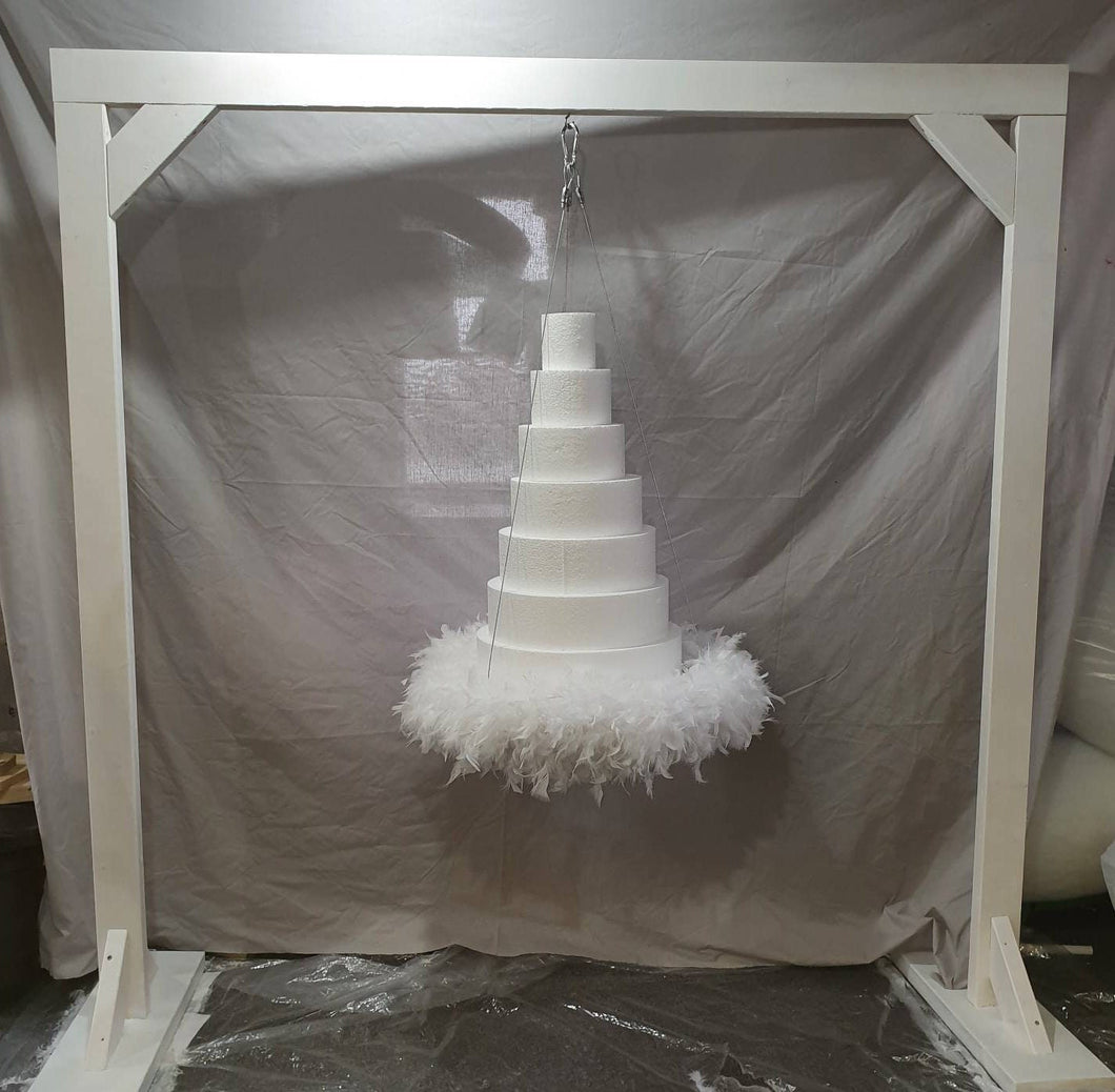 Feather hanging swing cake platform plus Cake hanger stand frame   180cm, Suspended cake stand heavy duty holds 200lbs by Crystal wedding uk