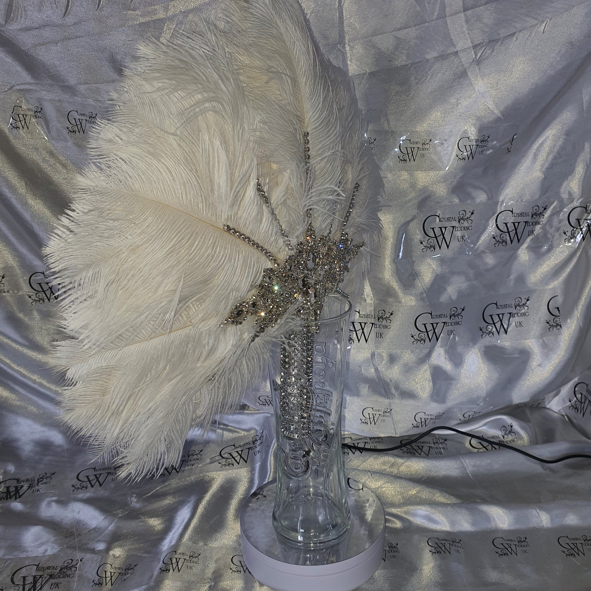 OFF WHITE Wedding feather fan, brides ostrich fan, wedding hand fan- c –  Crystal Wedding uk, image size:2048x2048