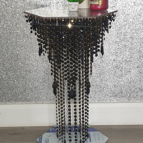 Black & gold Crystal chandelier side table - tall console. Occasional table, Custom table furniture. by Crystal wedding uk