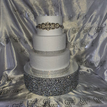 Load image into Gallery viewer, Silver Crystal ENCRUSTED wedding cake stand - round or square by Crystal wedding uk
