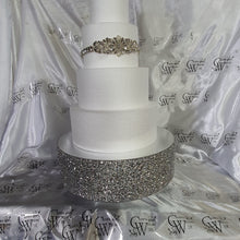 Load image into Gallery viewer, Silver Crystal ENCRUSTED wedding cake stand - round or square by Crystal wedding uk

