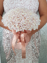 Load image into Gallery viewer, Rose gold AB Crystal bouquet, Brides wire bead jewel bouquet by Crystal wedding uk
