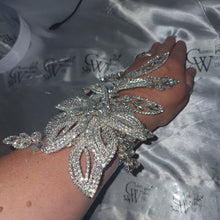Load image into Gallery viewer, Crystal Wedding corsage Bracelet Jewellery Crystalflower Wedding Bride Cuff  by Crystal wedding uk
