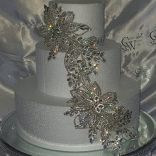 Load image into Gallery viewer, Cake brooch, crystal rhinestone cake decoration - Silver cake jewelery by Crystal wedding uk
