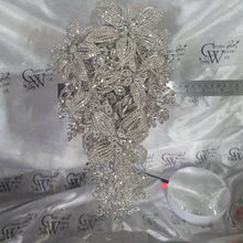 Load image into Gallery viewer, Luxury Diamante bouquet brooch Jewel rhinestone crystal wedding bouquet Crystal Bridal Bouquet, cascade Jewel bouquet by Crystal wedding uk
