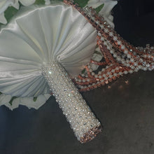 Load image into Gallery viewer, Crystal Brooch and Pearl drape  bouquet by Crystal wedding uk

