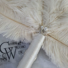 Load image into Gallery viewer, Set of 4 Feather Fan bouquets, Ostrich feathers,Great Gatsby wedding style 1920&#39;s - any colour as custom made
