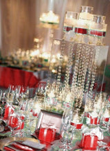 Load image into Gallery viewer, 4pcs Acrylic  box centerpiece, dangling crystal drops   chandelier style ,  Wedding Table  Event Decoration by Crystal wedding uk
