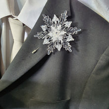 Load image into Gallery viewer, Crystal Snowflake Boutonniere - Grooms Boutonniere for a Winter  Wedding - Christmas Wedding
