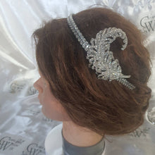 Load image into Gallery viewer, Crystal Vintage style &#39;Feather&#39;  Wedding Hairband   Bridesmaid  hairpiece. Great Gatsby Vintage Glam Art Deco by Crystal wedding uk
