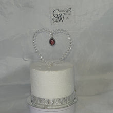 Load image into Gallery viewer, Photo Crystal  heart cake topper by Crystal wedding uk
