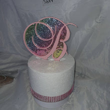 Load image into Gallery viewer, 6 &quot; monogram Cake Topper decor,cake toppe rainbow pink letters decorations.

