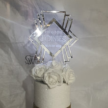Load image into Gallery viewer, LED Wedding Cake topper - Gatsby  1920&#39;s design, Engraved Acrylic light-up by Crystal wedding uk

