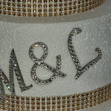 Load image into Gallery viewer, A to Z letters Swarovski  element Rhinestone monogram Cake Topper decor, Wedding Initials, Silver cake topper,rhinestone cake decorations.
