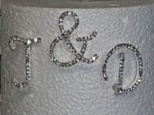 Load image into Gallery viewer, Set of 3 Crystal Letters at 2&quot;/5cm&quot; TALL monogram linitials  rhinestone Cake Topper, Wedding rhinestone cake topper jewel letter cake decor
