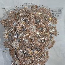 Load image into Gallery viewer, Luxury Diamante bouquet  Gold Jewel rhinestone crystal wedding bouquet Crystal Bridal Bouquet, cascade Jewel bouquet by Crystal wedding uk
