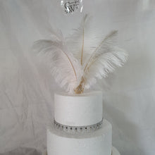 Load image into Gallery viewer, Feather cake topper 1920&#39;s rhinestone cake decor Great Gatsby 1920&#39;s Ostrich feather cake topper. by Crystal wedding uk
