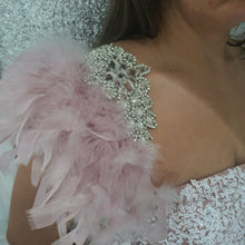 Load image into Gallery viewer, Blush feather crystal epaulettes [Custom fit bridal shoulder pieces [ Wedding shoulder Modern bride Wings  By Crystal wedding UK

