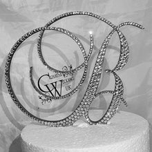 Load image into Gallery viewer, Swarovski Crystal Letter 8&quot; monogram lnitial, EXTRA LARGE rhinestone Cake Topper decor, Wedding cake topper jewel letters decorations.
