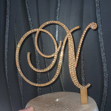 Load image into Gallery viewer, Crystal Letter cake topper monogram lnitials , gold rhinestone Cake Topper decor, Wedding rhinestone cake jewel letters decorations.

