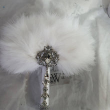 Load image into Gallery viewer, Feather Fan  bouquet luxury  alternative  Bouquet  Great Gatsby wedding style -ANY COLOUR  Artificial bouquet by Crystal wedding uk
