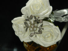 Load image into Gallery viewer, Rose and Crystal brooch flower girl wand
