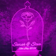 Load image into Gallery viewer, LED Wedding Cake topper - rose design, Engraved Acrylic light-up by Crystal wedding uk
