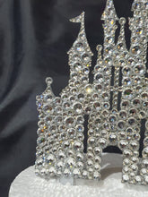 Load image into Gallery viewer, Castle Cake topper -large size, Swarovski crystal elements - FAIRYTALE CASTLE design, Cake decoration by Crystal wedding uk
