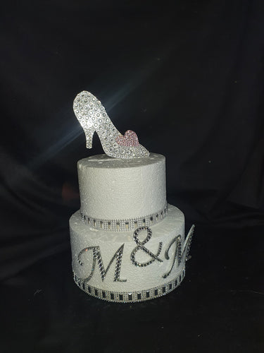 Glass Slipper Cake topper - Swarovski crystal elements - FAIRYTALE princess shoe design, Cake decoration by Crystal wedding uk