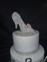Load image into Gallery viewer, Glass Slipper Cake topper - Swarovski crystal elements - FAIRYTALE princess shoe design, Cake decoration by Crystal wedding uk
