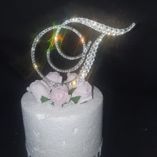 Load image into Gallery viewer, Swarovski Crystal elements Wedding Cake topper many sizes Any Letter monogram custom cake topper, bling cake topper, rhinestone cake topper
