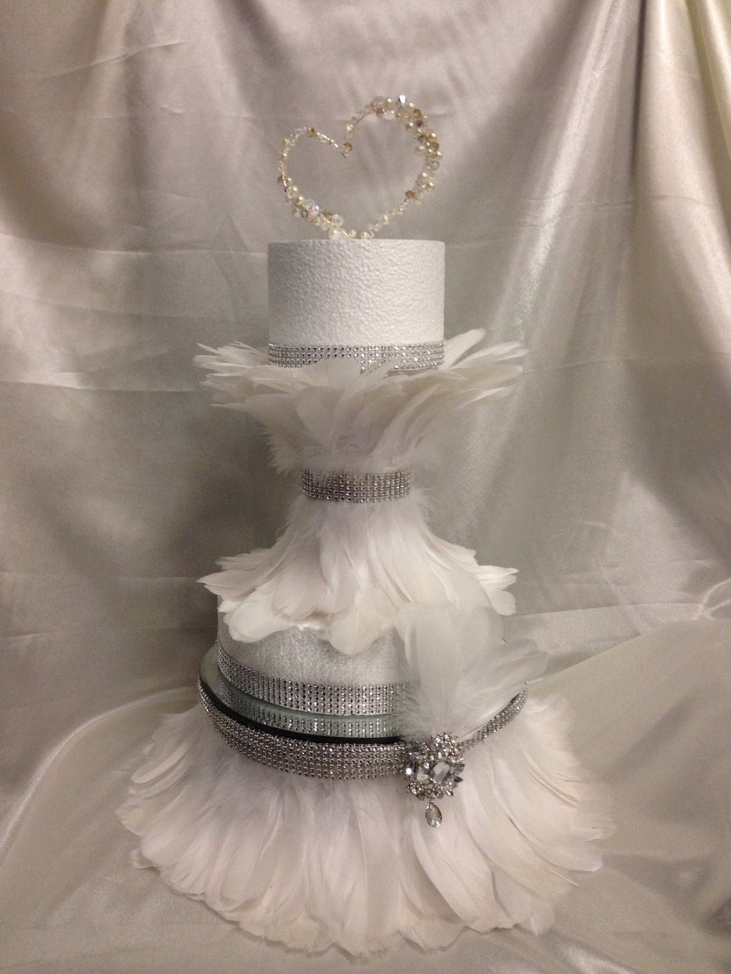 Feather wedding cake stand + divider , set of 2 by Crystal wedding uk