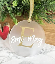 Load image into Gallery viewer, Personalised Christmas Decoration Hanging inital and first name hanging tree decor By Crystal wedding uk
