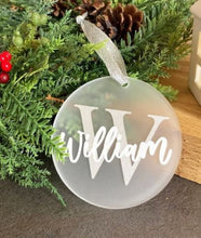 Load image into Gallery viewer, acrylic personalised name Christmas bauble.

